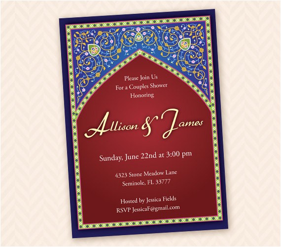 moroccan themed bridal shower invitation