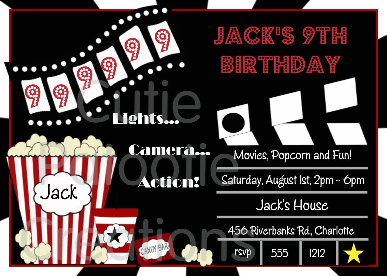 movie birthday invitation movie night