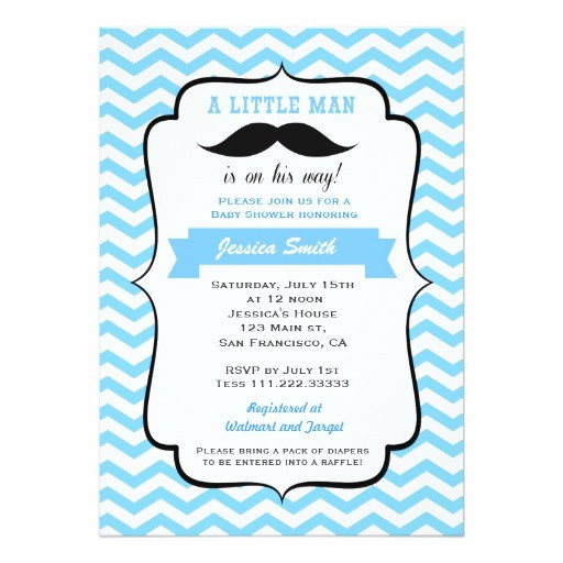 mustache little man baby shower invitation