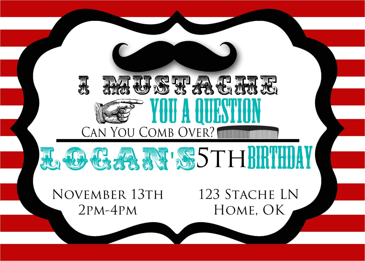 moustache party invitations