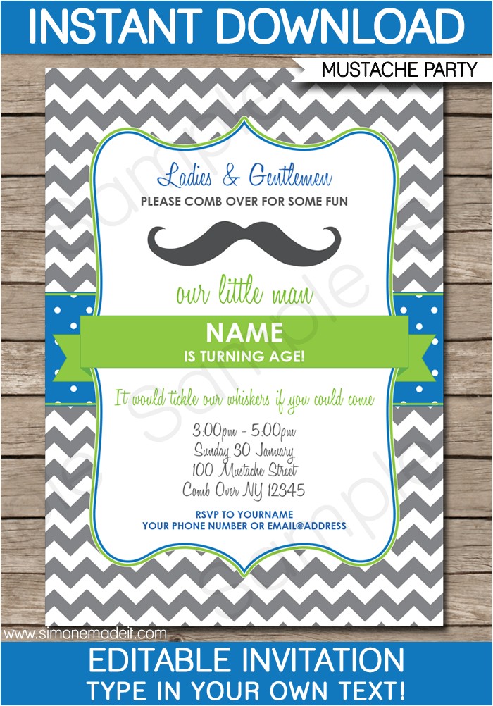 Mustache Party Invitation Template Mustache Party Invitations Little Man Party