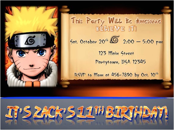 custom naruto birthday party invitation