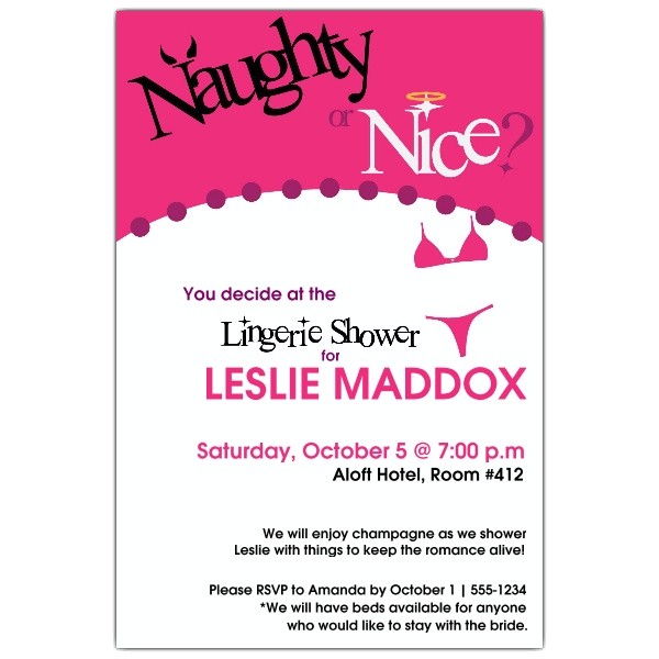 naughty or nice lingerie shower invitations p 608 46 412