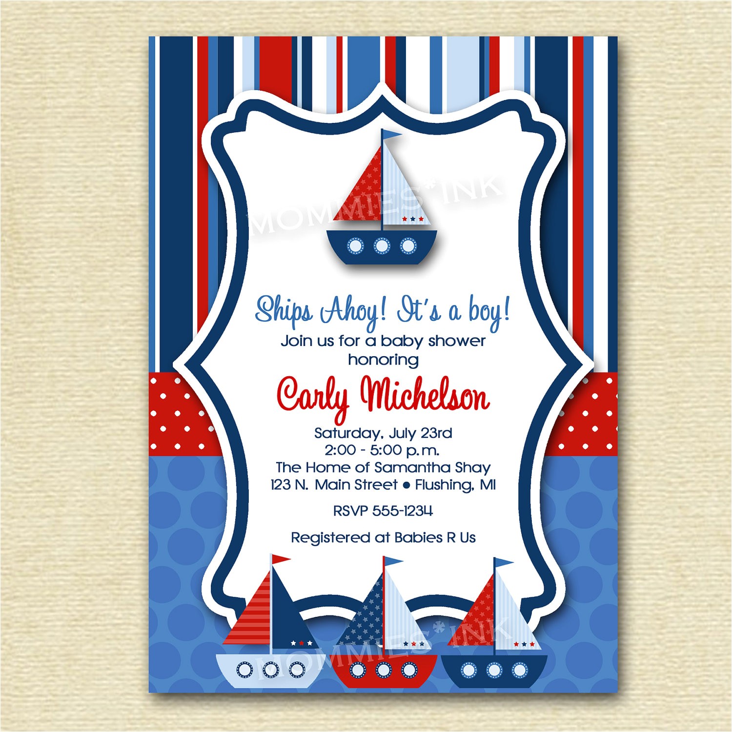 cheap nautical theme baby shower invitations templates