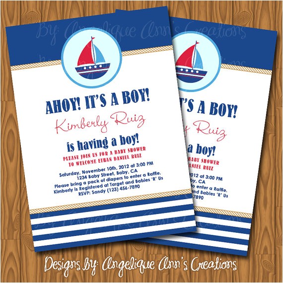 nautical theme baby shower invitations