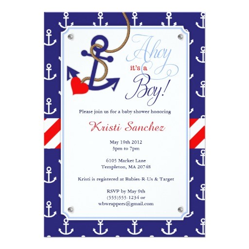 nautical themed baby shower invitation
