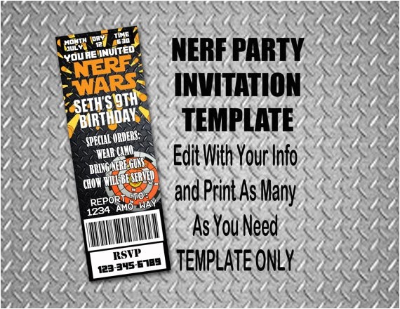 nerf party invitations