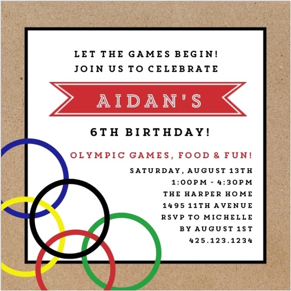 olympic birthday party invitation