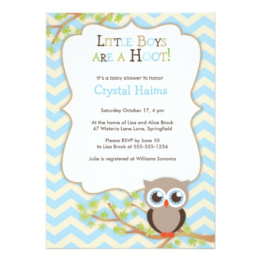 chevron owl themed baby shower invitations boy