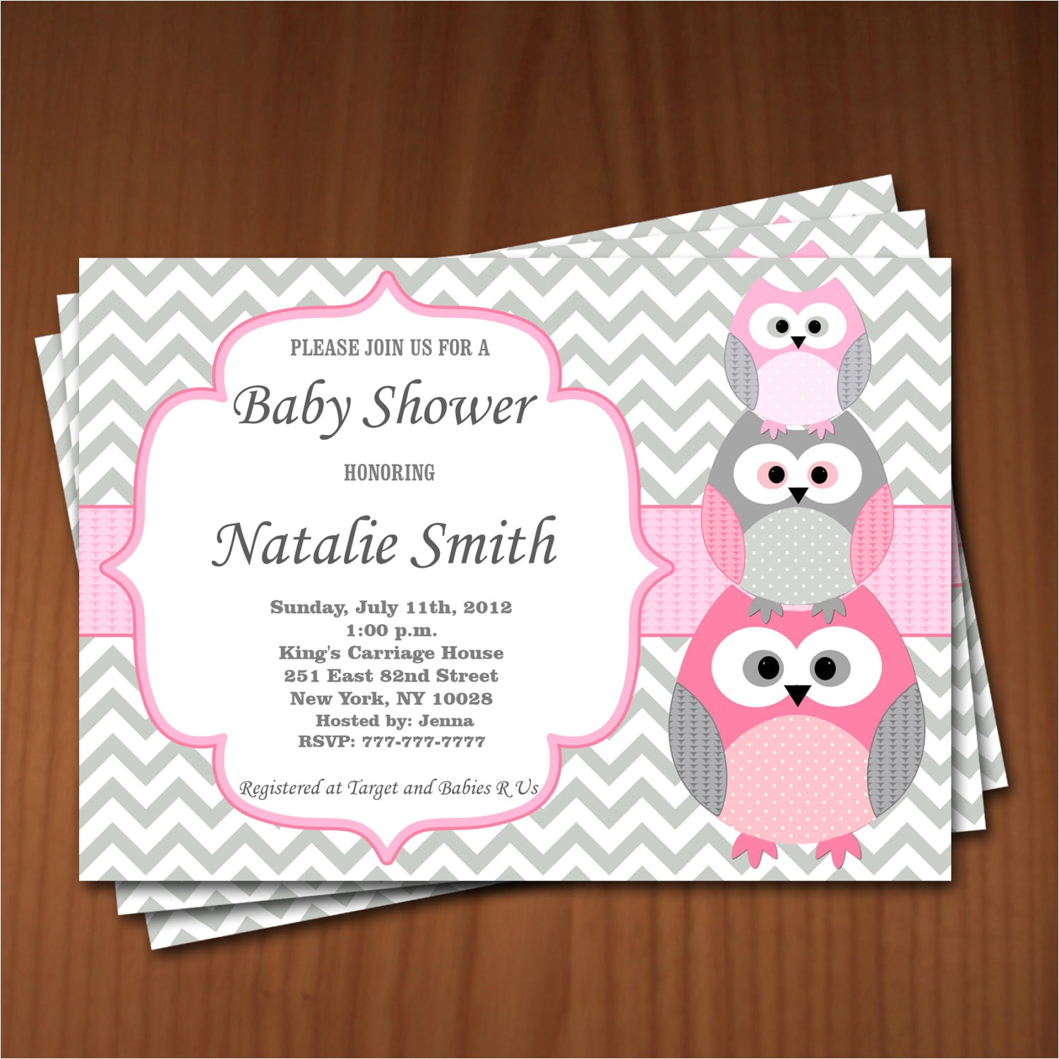 owl baby shower invitation girl baby