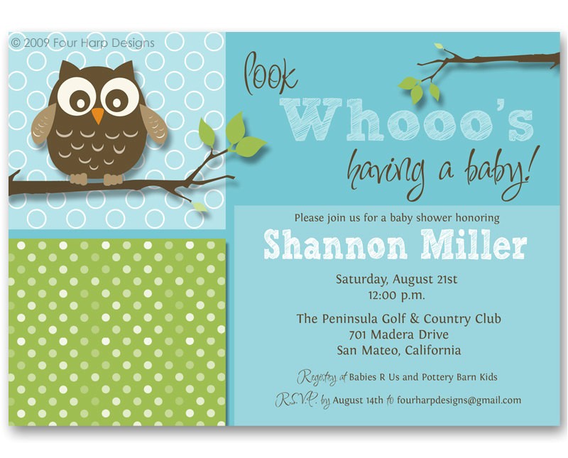 owl themed baby shower invitation