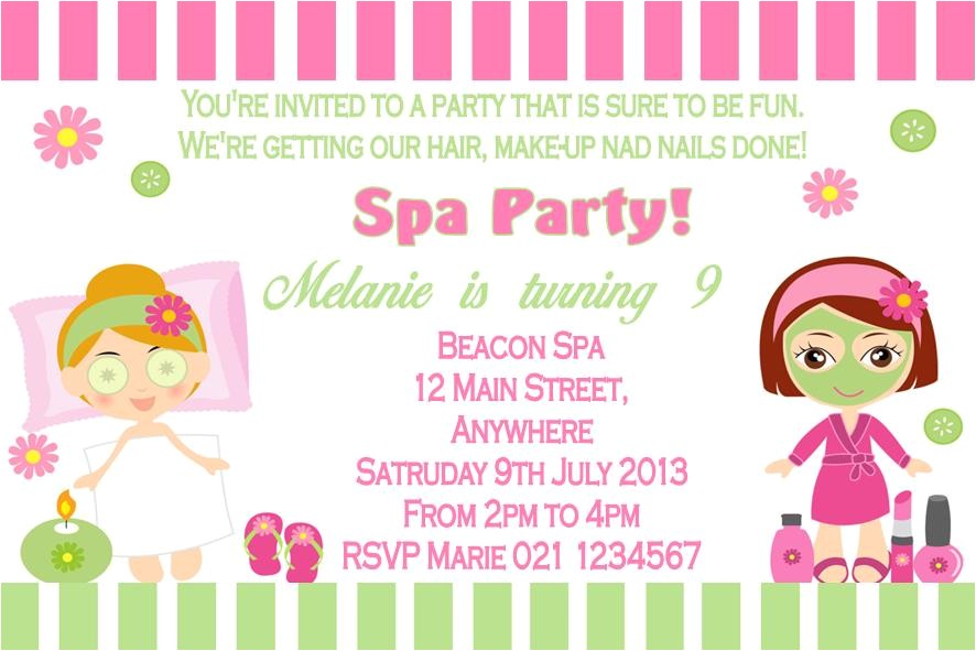 pamper party invitations