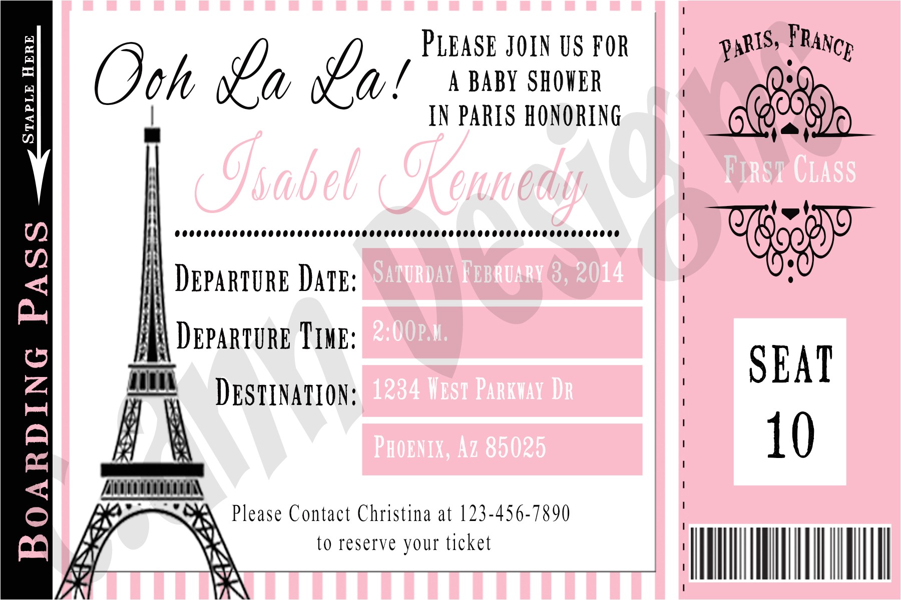 paris baby shower invitations