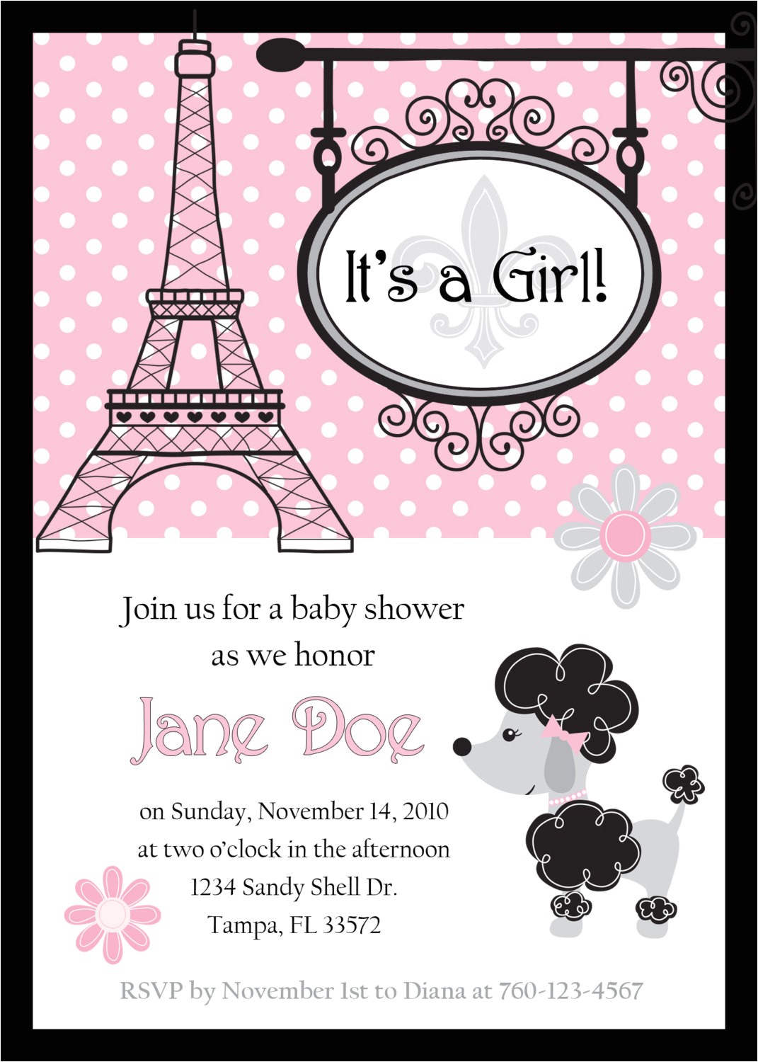paris baby shower invitations free printables