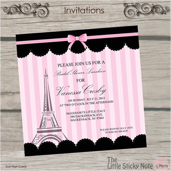 paris themed bridal shower invitations