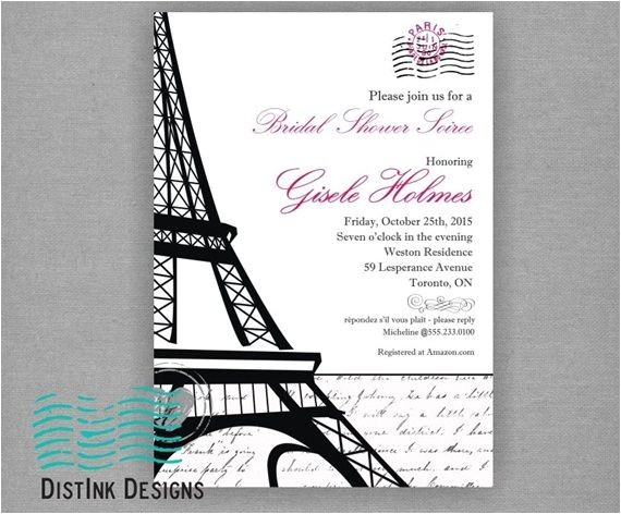 bridal shower invitations paris theme