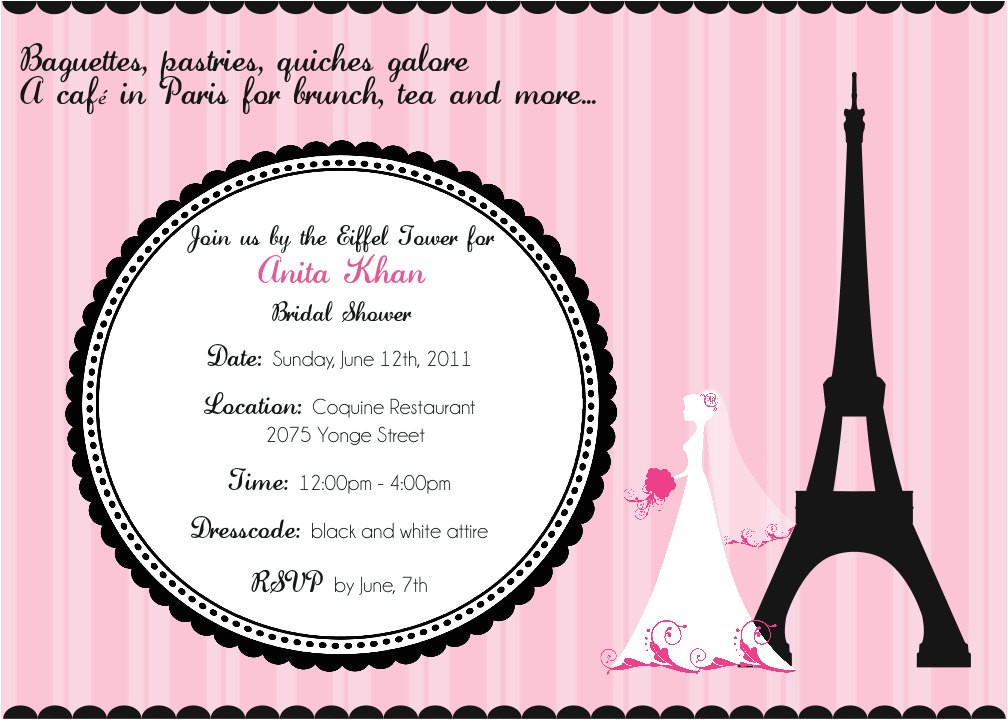 cafe in paris bridal shower invitation