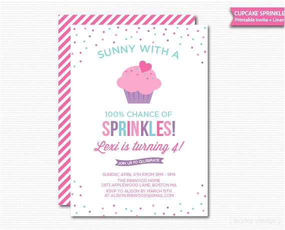 Party Sprinkles Invitations Cupcake Sprinkle Birthday Invitation Printable Digital