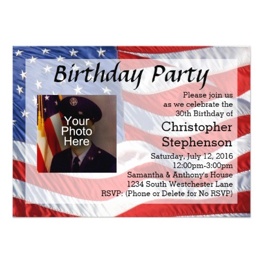 flag photo patriotic birthday party invitation 256846693636797200