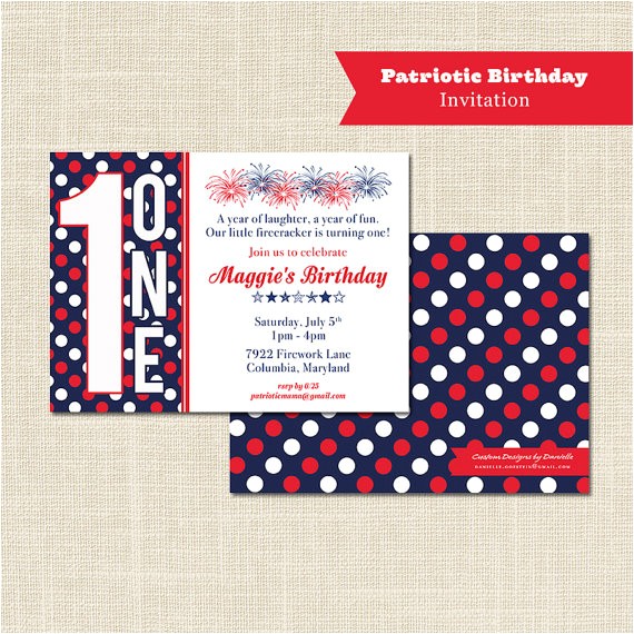 patriotic birthday invitation 1st