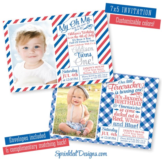 4th of july first birthday invitations