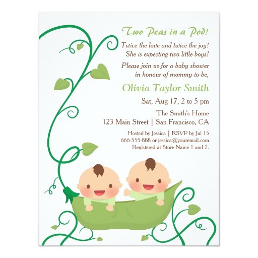 two peas in a pod baby shower invitations