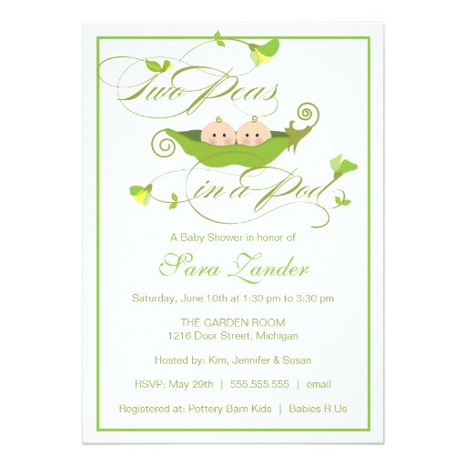 twins baby shower invitation two peas in a pod