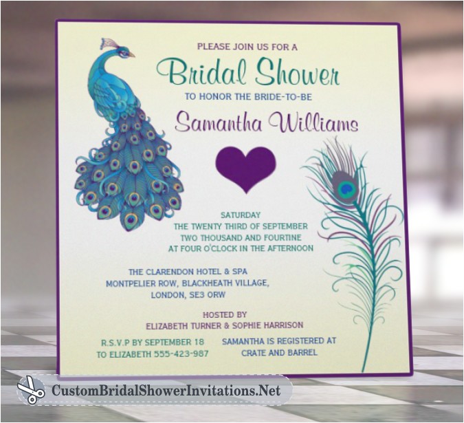 peacock bridal shower invitations