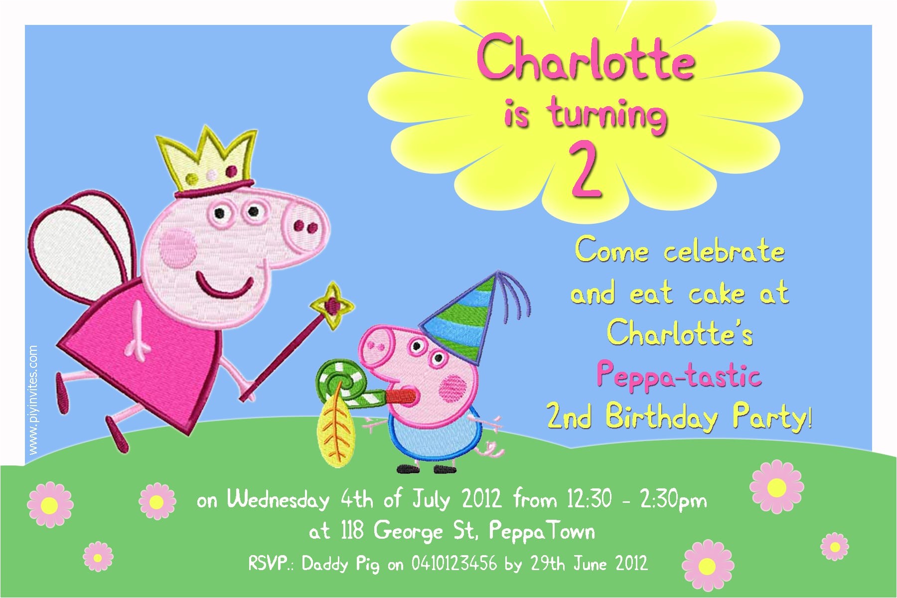 birthday invitation word template peppa pig