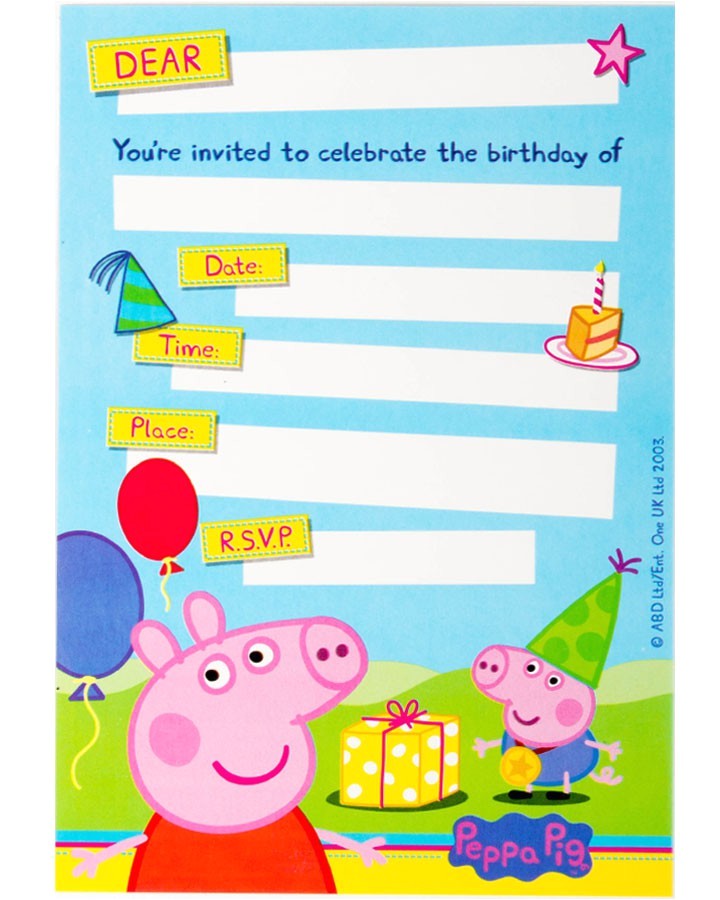 peppa pig party invitations