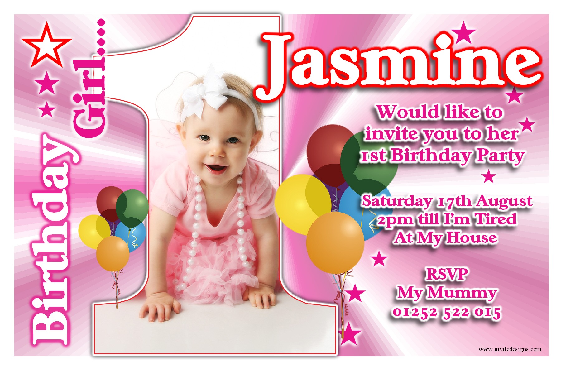 personalised girls first 1st birthday party