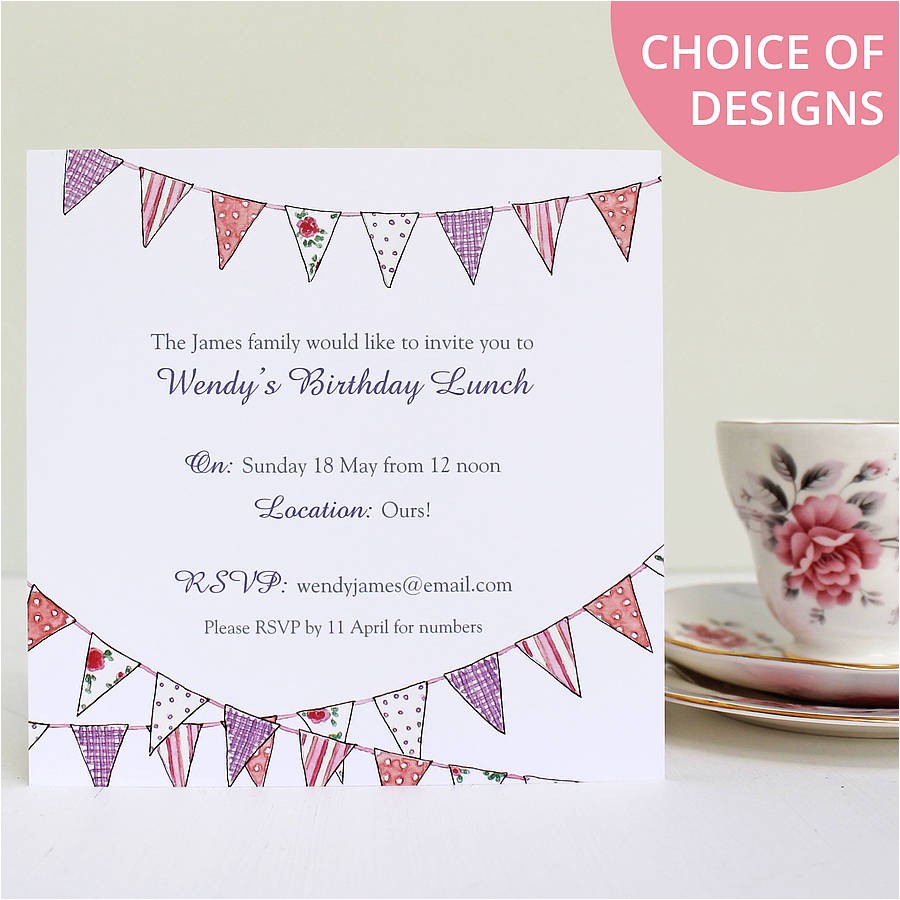 personalised bunting party invitations