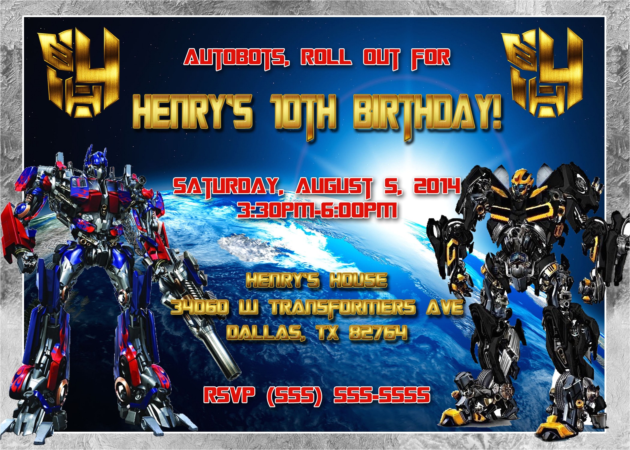 transformers birthday invitation