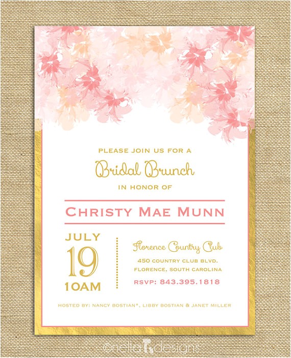 pink and gold bridal shower invitation