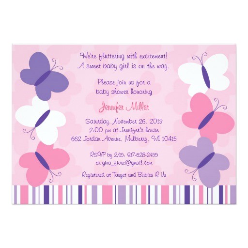 Pink and Lavender Baby Shower Invitations Pink & Purple butterfly Baby Shower Invitations
