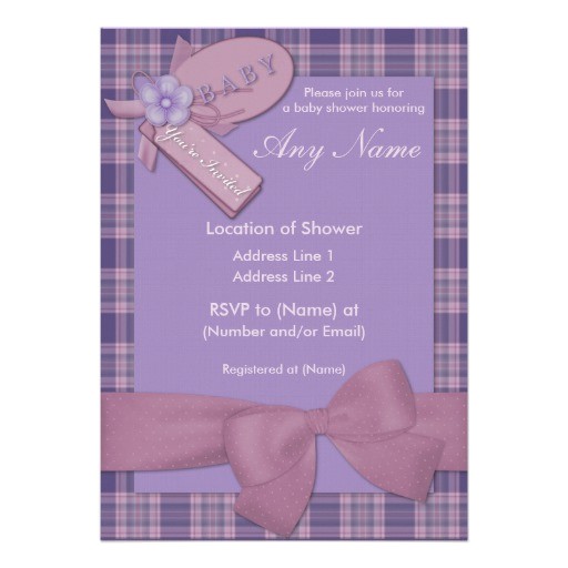 pretty in pink and purple baby shower invitations