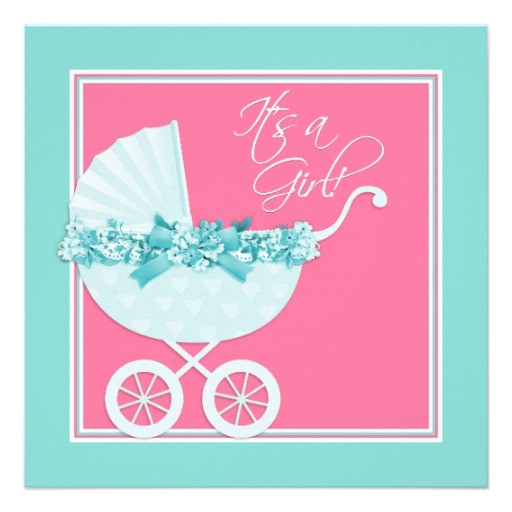 pink and teal blue baby shower invitations