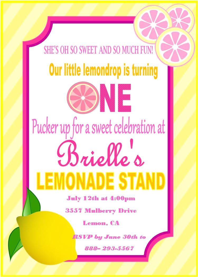 pink lemonade birthday invitation pink