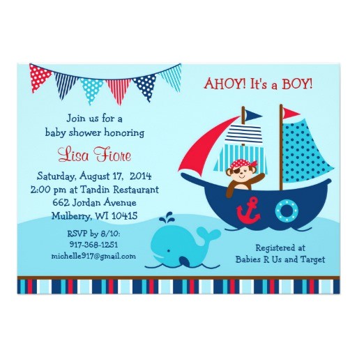 pirate whale baby shower invitations