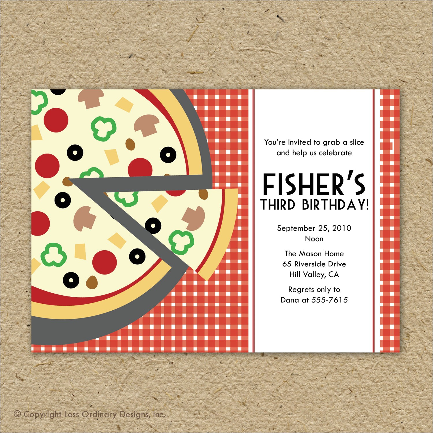 pizza party birthday invitations