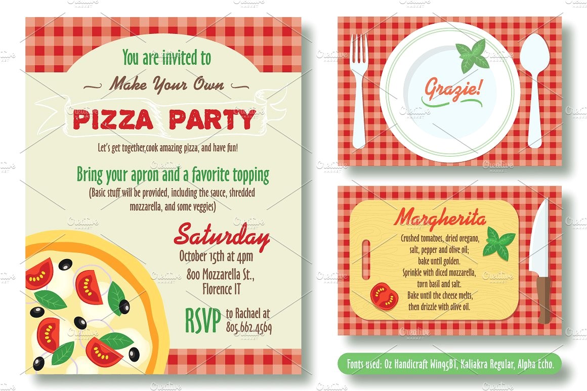 Editable Pizza Party Invitation