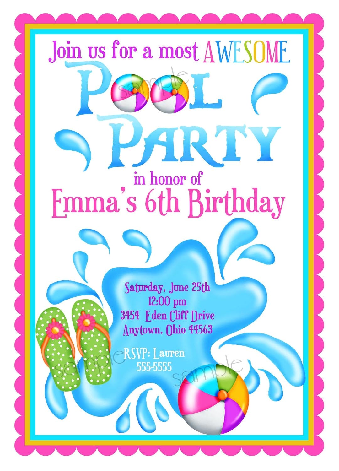 kids pool party invite