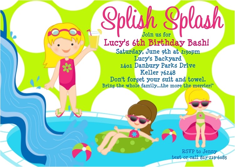 birthday pool party invitations
