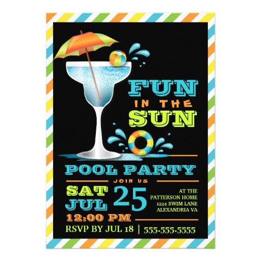 adult fun in sun pool party cocktail invitation