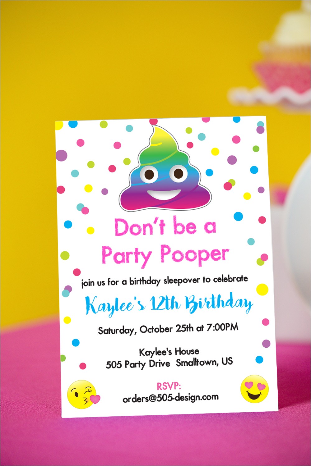 party pooper invitation rainbow poop emoji invitation