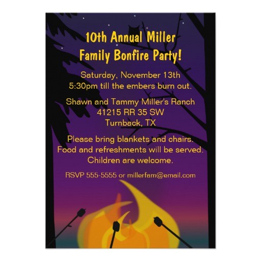 bonfire outdoor party invitation