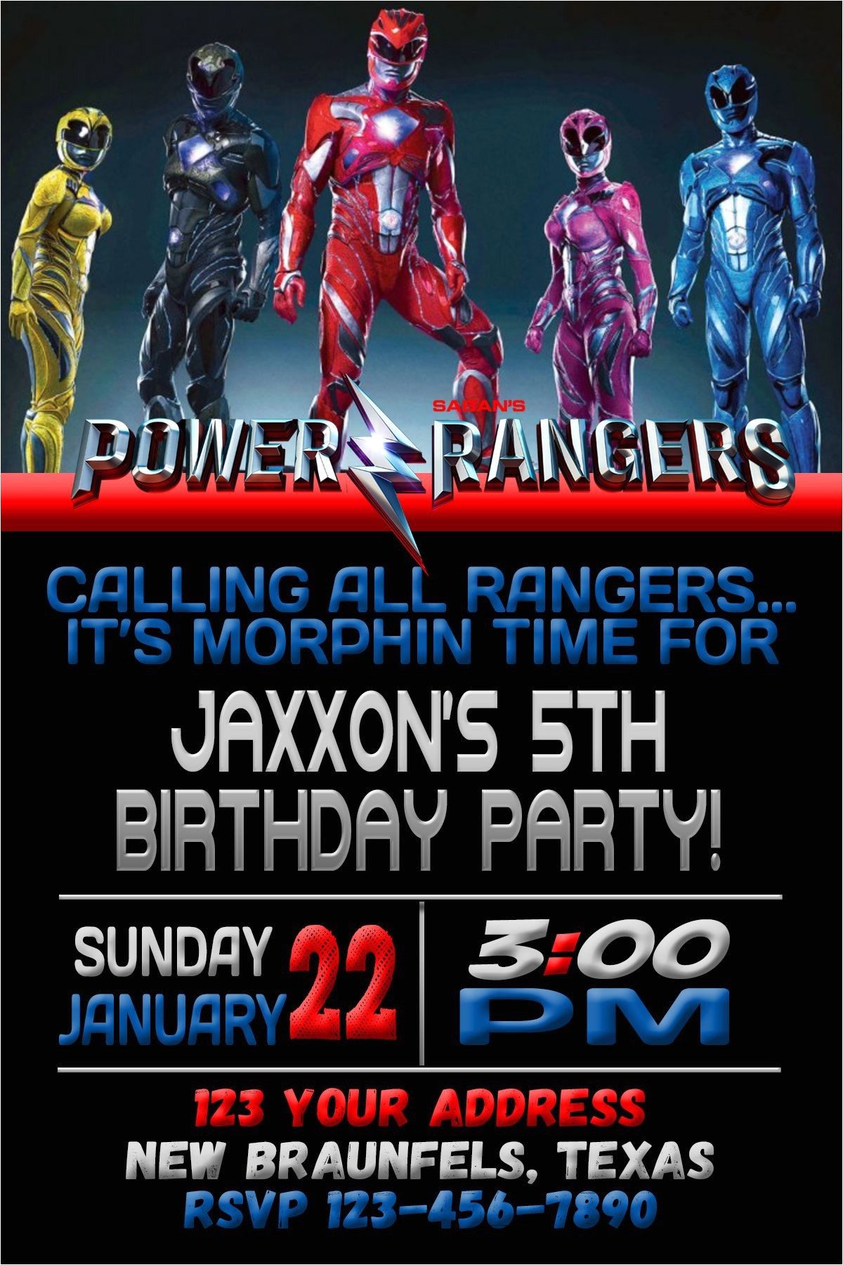 power rangers birthday invitations free