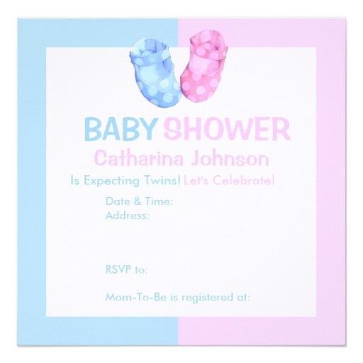 baby twins booties baby shower invitation