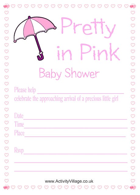 pretty in pink baby shower invitation