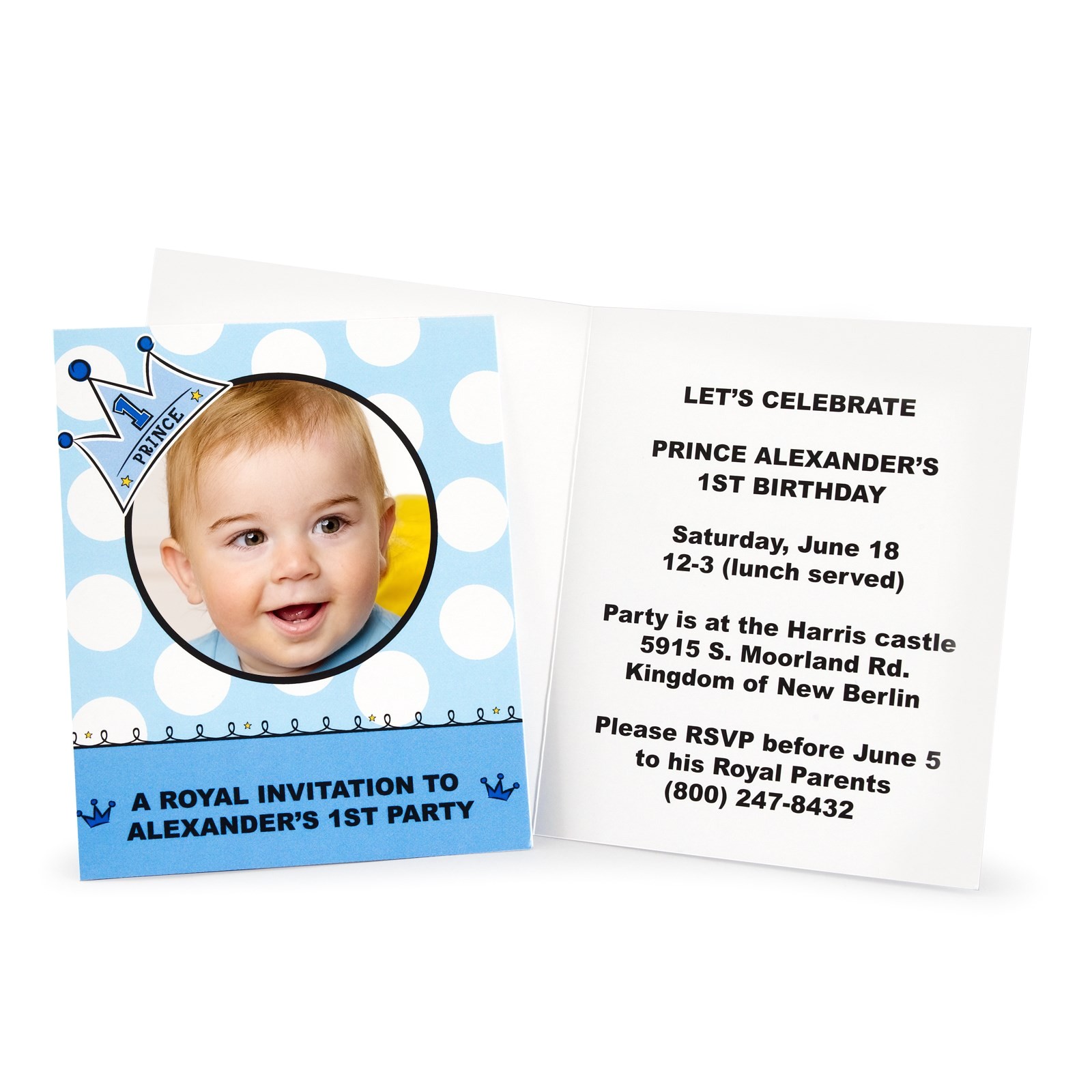 lil prince 1st birthday personalized invitations